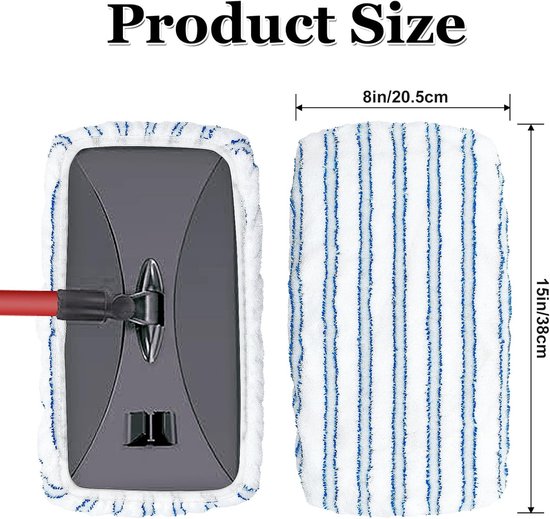 Mop Pads - 3-pack mop refills - 15 x 8 inch flat dust mop head pads - Image 7