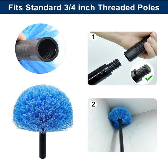 Dust brush head - 8" diameter blue screw head for spider web vacuum cleaners - Image 3