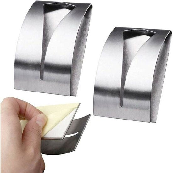 Self-adhesive towel holder - Stainless steel dishcloth holder - Metal wall-mounted dishcloth holder - Silver towel hook - Dishcloth hook 3-pack - Image 3
