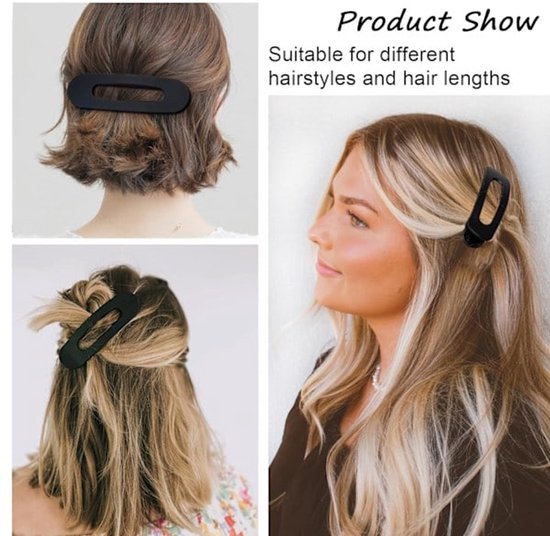 Black flat hair clips - Flat hair clips for women - Flat hair clips for thin and thick hair - Large flat hair clips 4-pack black - Image 2