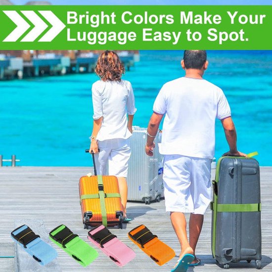 Luggage straps 4-pack - durable and colorful (green, blue, pink, orange) - Image 5