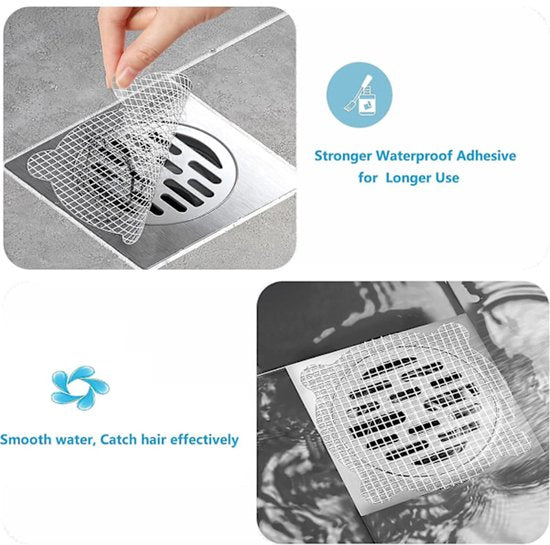 30-pack hair traps - Mesh filter - Strong self-adhesive drain hair trap - Suitable for bathrooms, bathtubs and balconies - Anti-clogging (round) - Image 2