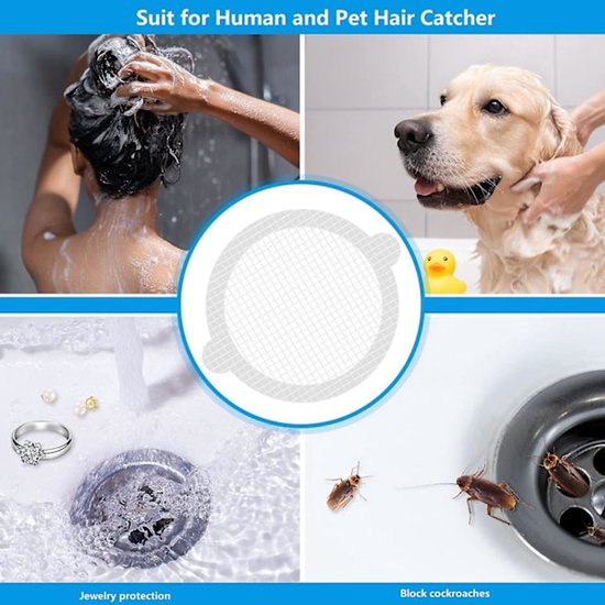 30-pack hair traps - Mesh filter - Strong self-adhesive drain hair trap - Suitable for bathrooms, bathtubs and balconies - Anti-clogging (round) - Image 3