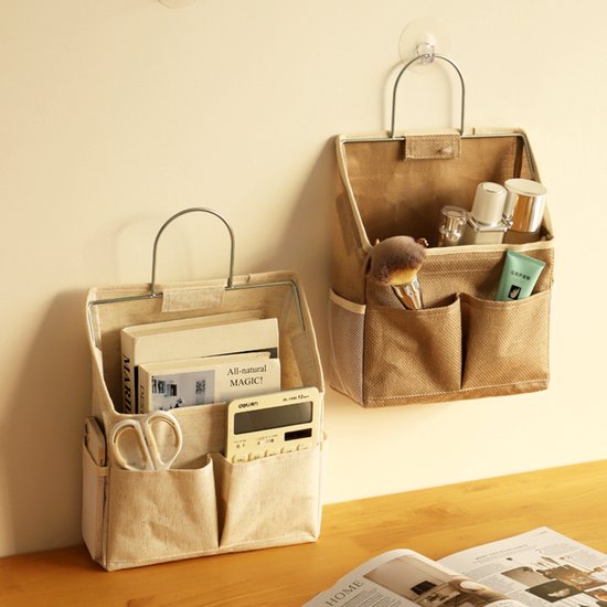 Storage Bag - Cotton and Linen Fabric - Bedside Storage Bag - Wall Mounted - Dorm Room Essentials and Snack Storage Bag - Visual Storage Bag - Image 3