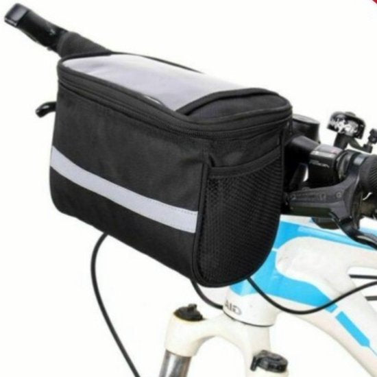 Bicycle handlebar bag - Removable bicycle handlebar bag with phone holder - Insulated - Phone bicycle bag - Waterproof - Black - Image 2