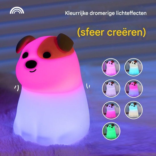 Night Light - Dog Night Light - USB - Touch Dimming - Baby Room/Bedroom Light - Pet/Children's Night Light - Adjustable in Seven Colors - Image 2