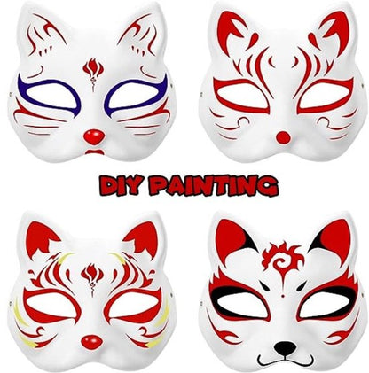 10 Paintable Cat Masks - DIY Animal Costume Masks - White Masks - Half-Used for Masquerade - Halloween - Cosplay Masks for Kids - Party Costume Supplies - Image 3