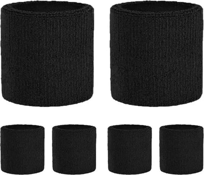 Tennis Sweat-Wicking Wristbands - 3 Pairs - Unisex - Adult - Thickened Elastic Wristband - French Terry - Sports Wristband - Suitable for the Gym