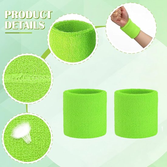 Tennis Sweat-Wicking Wristbands - 3 Pairs - Unisex - Adult - Thickened Elastic Wristband - French Terry - Sports Wristband - Suitable for the Gym - Image 2