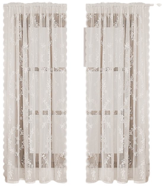 Window Screen - Ice Flower Christmas Tree Window Screen - Wire Mesh - European and American - Christmas - Curtain - Net Curtain 2-piece set (150*100cm) - Image 2