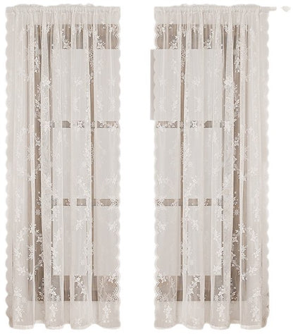 Window Screen - Ice Flower Christmas Tree Window Screen - Wire Mesh - European and American - Christmas - Curtain - Net Curtain 2-piece set (150*100cm) - Image 2