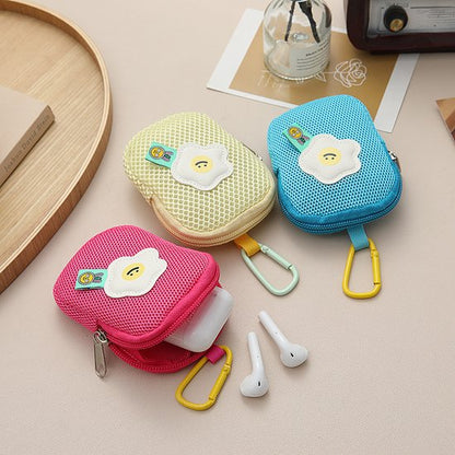 Storage Bag - Cute Mesh - Flowers - Keychain Wallet - Headphone Bag - Pendant Storage Bag - Multifunctional - Blue - Image 3