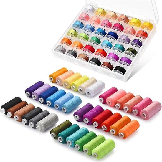 Premium Sewing Thread Set 72 Pieces - 400 Meters of Sewing Machine Thread in 36 Colors - Pre-Wound Sewing Spool Set - 365 Meters per Spool - DIY - Sewing Machine - Crafts - Embroidery