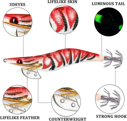 Shrimp Lure Box - 4-Pack - Glowing Shrimp Lure - Squid and Shrimp Lure - Night Fishing - Shrimp Lure - Fluorescent Artificial Fish Lure - Super Realistic - Image 3