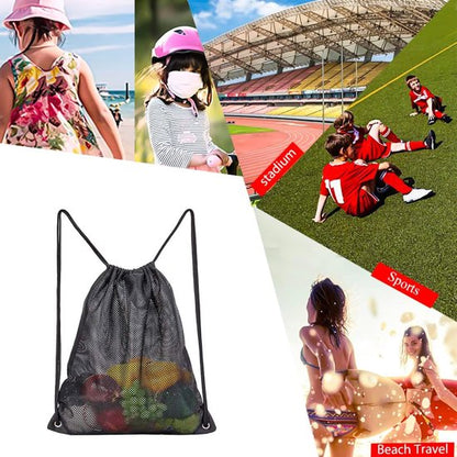 Black Sports Bag - 40*45cm - Mesh - Drawstring - Suitable for fitness, sports, swimming, diving, travel, yoga, dancing, camping, hiking - Image 4