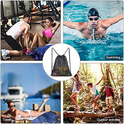 Black Sports Bag - 40*45cm - Mesh - Drawstring - Suitable for fitness, sports, swimming, diving, travel, yoga, dancing, camping, hiking - Image 5