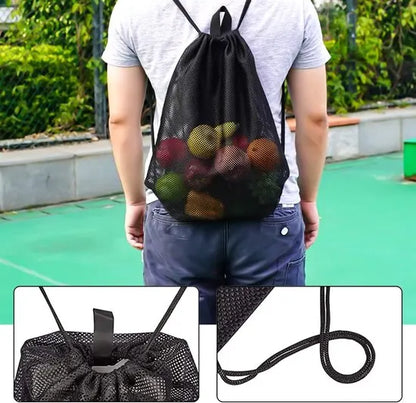 Black Sports Bag - 40*45cm - Mesh - Drawstring - Suitable for fitness, sports, swimming, diving, travel, yoga, dancing, camping, hiking - Image 6