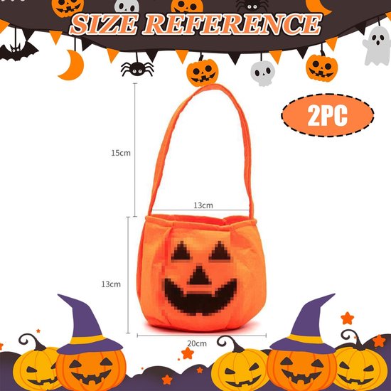 2-Pack Halloween Pumpkin Candy Bags - Halloween Pumpkin Bag Magic Candy Bags - Candy Bags - Pumpkin Collection Bags - Suitable for Halloween Party Masquerade Decorations - Image 2
