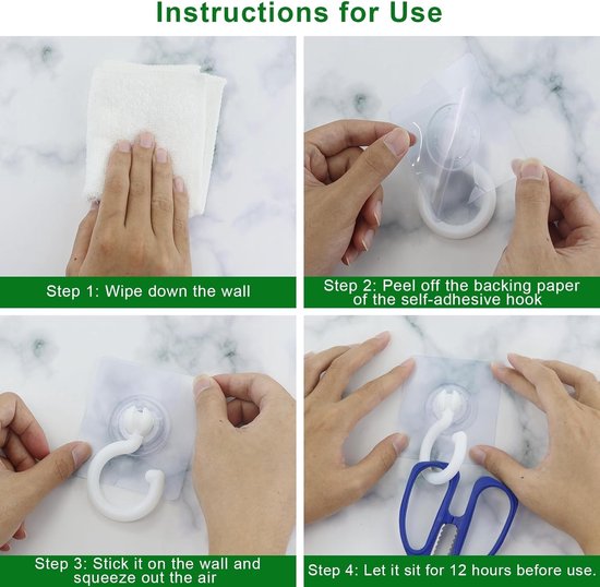 5-pack self-adhesive hooks - Extra strong adhesive hooks - Transparent wall hooks - Self-adhesive - No drilling required - Suitable for bathroom, kitchen, office, bedroom - Image 5
