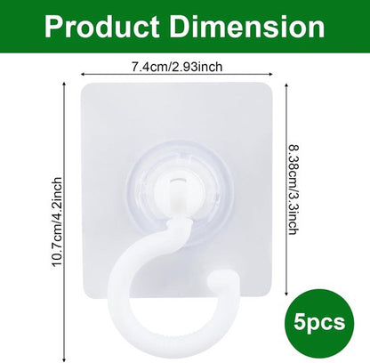 5-pack self-adhesive hooks - Extra strong adhesive hooks - Transparent wall hooks - Self-adhesive - No drilling required - Suitable for bathroom, kitchen, office, bedroom - Image 6