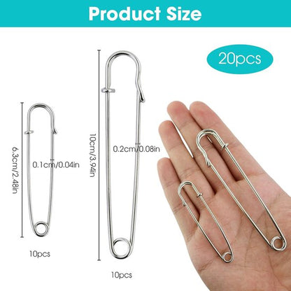 20 Safety Pins - Large Safety Pin Length - Heavy Safety Pins for Blankets, Kilts, Knitting, Crafts (63mm & 100mm) - Image 2