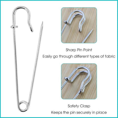 20 Safety Pins - Large Safety Pin Length - Heavy Safety Pins for Blankets, Kilts, Knitting, Crafts (63mm & 100mm) - Image 3