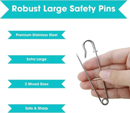 20 Safety Pins - Large Safety Pin Length - Heavy Safety Pins for Blankets, Kilts, Knitting, Crafts (63mm & 100mm) - Image 7