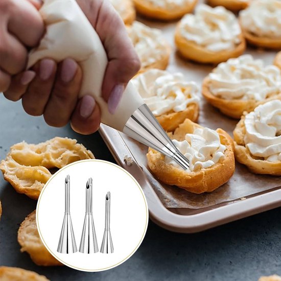 stainless steel piping nozzles - Cream piping nozzles - Piping nozzles - Accessories for filling jam, puff pastry, donuts, bread, pastries - Image 6