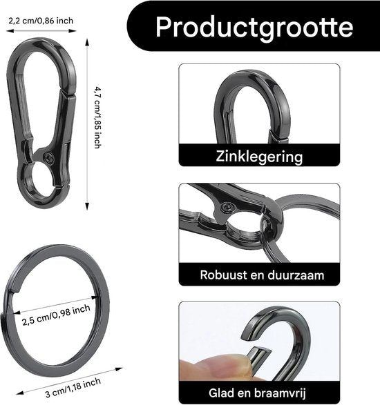 Set of 4 Carabiner Keychains - Small Metal Carabiners - Detachable - Suitable for Car Keys - Carabiner Keychains for Backpacking, Camping and Travel - Keychain Hook - Image 5