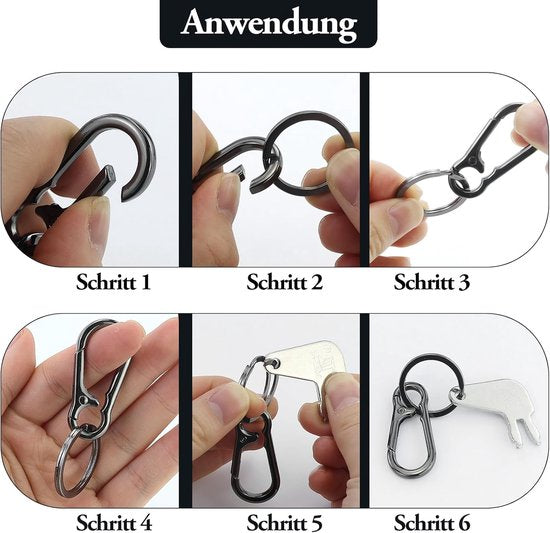 Set of 4 Carabiner Keychains - Small Metal Carabiners - Detachable - Suitable for Car Keys - Carabiner Keychains for Backpacking, Camping and Travel - Keychain Hook - Image 6