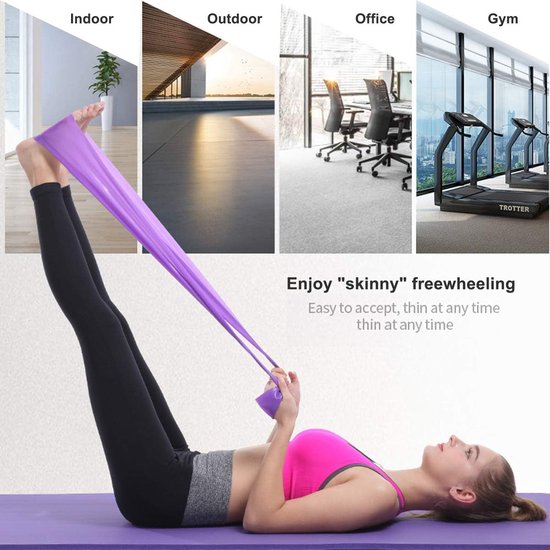 Set of 2 resistance bands - 1.5 m x 15 cm - Stretchable bands for yoga, pilates, strength training, physiotherapy and rehabilitation - Image 4