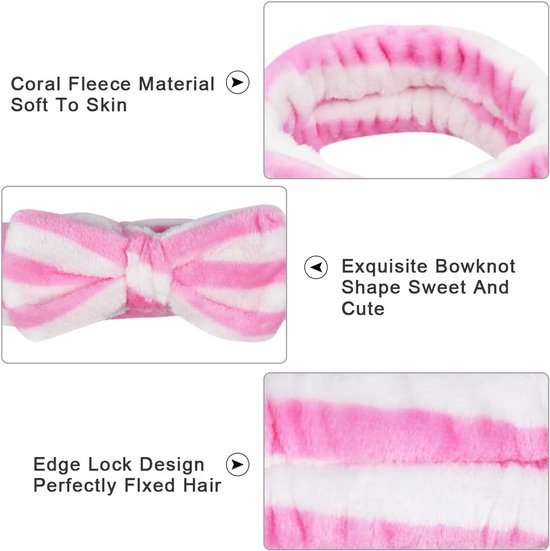4-Piece Headbands for Women - Bow Headbands - Headbands - Suitable for Spa - Facial Cleansing - Makeup - Shower & Spa - Image 3