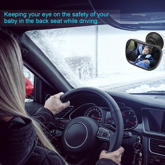 Car rearview mirror - 1 mirror with 2 brackets - Backseat baby car rearview mirror - Child rearview mirror - Child safety mirror - Adjustable car rearview mirror - 360° rotatable - Image 2