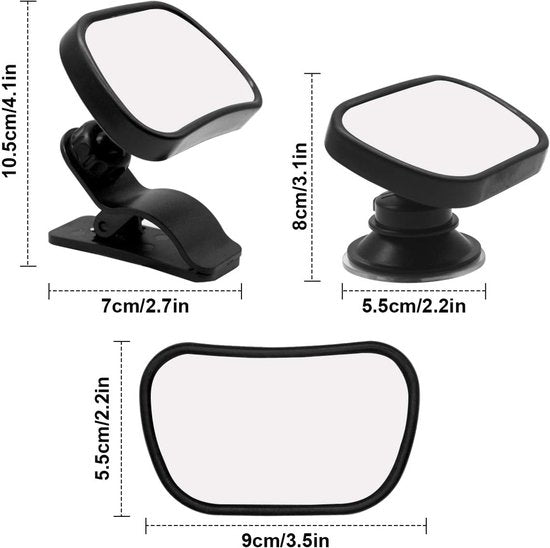 Car rearview mirror - 1 mirror with 2 brackets - Backseat baby car rearview mirror - Child rearview mirror - Child safety mirror - Adjustable car rearview mirror - 360° rotatable - Image 5