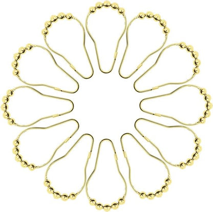 Shower curtain hooks (12-piece) - Curtain rings - Stainless steel rings with sliding system - Gold - Image 2