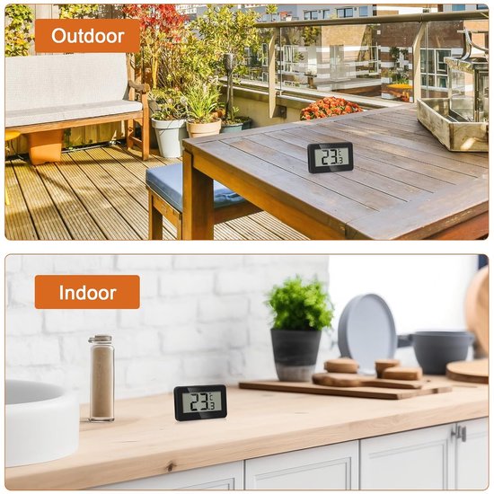 Set of 3 digital refrigerator thermometers - Magnetic aquarium thermometer with hook - Mini refrigerator thermometer - Freezer thermometer - for home, restaurant, bar - Black - Image 2