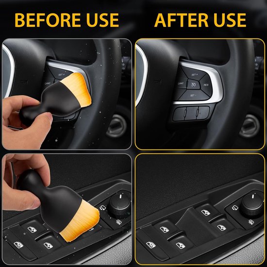 2-Pack Car Interior Cleaning Brushes - Auto Detailing and Dusting Brushes - Soft Bristles for Cleaning Car Interiors - Suitable for Dashboard, Interior, Exterior, Sunroof, Leather, Dusting Brush - Brown - Image 4