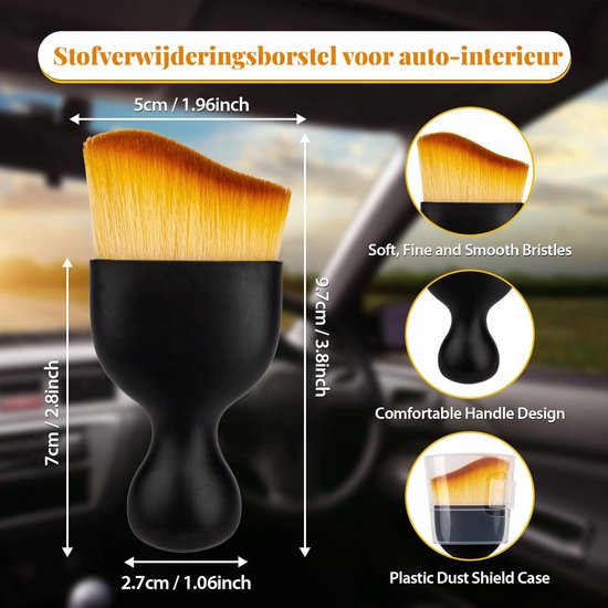 2-Pack Car Interior Cleaning Brushes - Auto Detailing and Dusting Brushes - Soft Bristles for Cleaning Car Interiors - Suitable for Dashboard, Interior, Exterior, Sunroof, Leather, Dusting Brush - Brown - Image 6