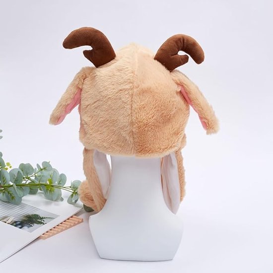 Hats - Santa Hats - Plush Santa Hats - Cute Bouncy Ear Warmers - Interactive Animation Design - Suitable for Cosplay, Parties, Music Festivals, Costumes and Accessories - Christmas Gifts - Birthday Gifts - Image 2
