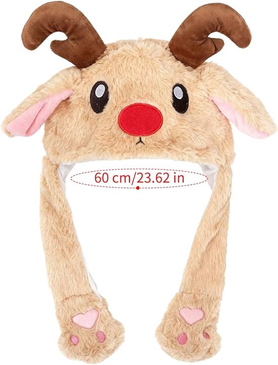 Hats - Santa Hats - Plush Santa Hats - Cute Bouncy Ear Warmers - Interactive Animation Design - Suitable for Cosplay, Parties, Music Festivals, Costumes and Accessories - Christmas Gifts - Birthday Gifts - Image 7