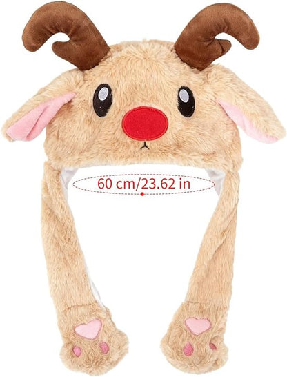 Hats - Santa Hats - Plush Santa Hats - Cute Bouncy Ear Warmers - Interactive Animation Design - Suitable for Cosplay, Parties, Music Festivals, Costumes and Accessories - Christmas Gifts - Birthday Gifts - Image 7