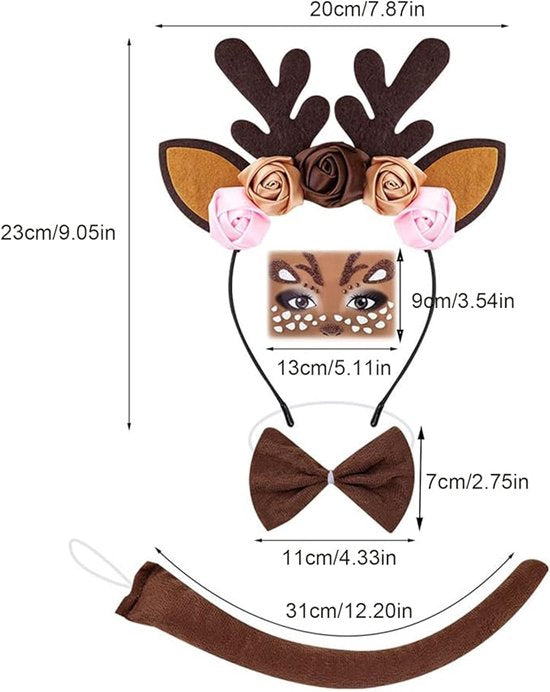 Headband - Elk Ears - Great for a Masquerade - Christmas Reindeer Headband and Tail - Perfect for Winter, Holidays, Halloween, Parties and Cosplay Costumes - Image 6