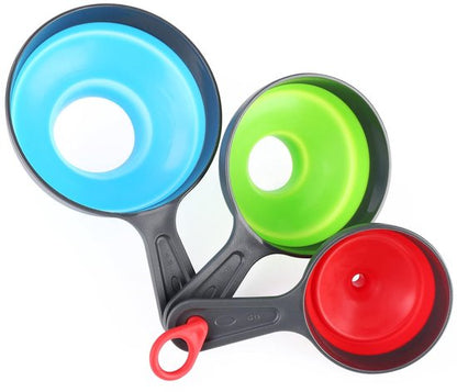 Mini Funnel - 3 in 1 Funnel - Funnel - Kitchen Funnel Set - Various Sizes - 12cm/10cm/8cm - Can be used to store jars, filling bottles, measuring cups and small amounts of spices, etc.