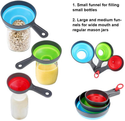 Mini Funnel - 3 in 1 Funnel - Funnel - Kitchen Funnel Set - Various Sizes - 12cm/10cm/8cm - Can be used to store jars, filling bottles, measuring cups and small amounts of spices, etc. - Image 2