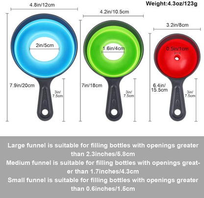 Mini Funnel - 3 in 1 Funnel - Funnel - Kitchen Funnel Set - Various Sizes - 12cm/10cm/8cm - Can be used to store jars, filling bottles, measuring cups and small amounts of spices, etc. - Image 4