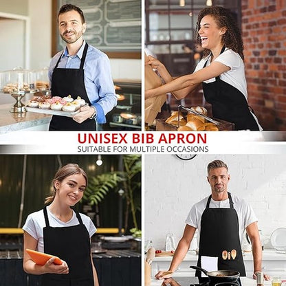 Two-piece kitchen aprons - Waterproof and stain resistant - Professional cooking aprons - Unisex - Suitable for various purposes including catering, pottery, painting, woodworking, etc. - With two large, practical pockets - Black - Image 5