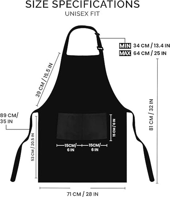Two-piece kitchen aprons - Waterproof and stain resistant - Professional cooking aprons - Unisex - Suitable for various purposes including catering, pottery, painting, woodworking, etc. - With two large, practical pockets - Black - Image 6
