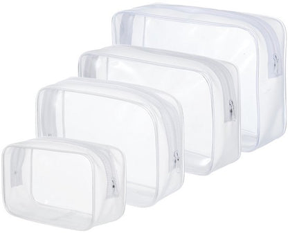 4-Piece Transparent Travel Toiletry Bag - Portable Makeup Bag - Multifunctional Waterproof Set - Skin Care & Makeup Bag