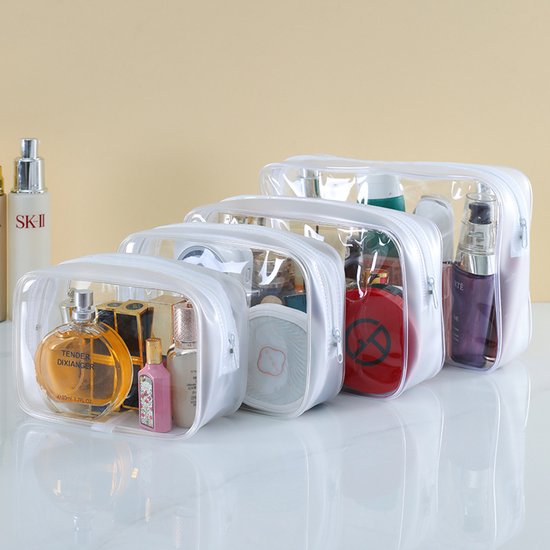 4-Piece Transparent Travel Toiletry Bag - Portable Makeup Bag - Multifunctional Waterproof Set - Skin Care & Makeup Bag - Image 5
