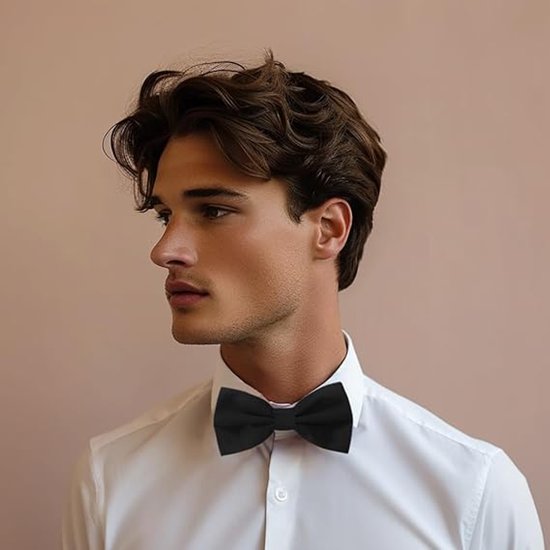 Plain Bow Tie - Adjustable Bow Tie for Men - Black - Image 3